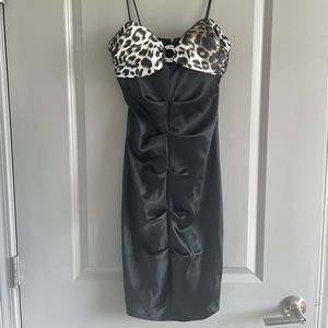 Vintage black and leopard print cocktail dress